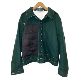 Maison Martin Margiela Deconstructed wool jacket Dark green