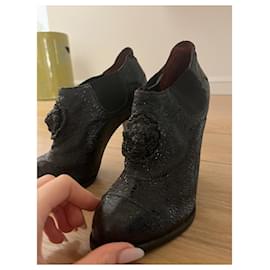 Chanel-Cambon chanel boots camelia flower black Black-Black