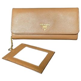 Prada Saffiano Leder Geldbörse lang braun Braun