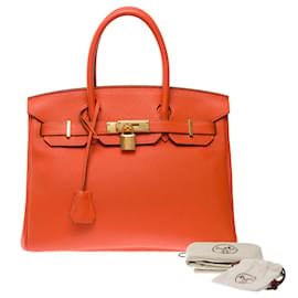 Hermès-HERMES BIRKIN Tasche 30 aus orangefarbenem Leder - 101312-Orange