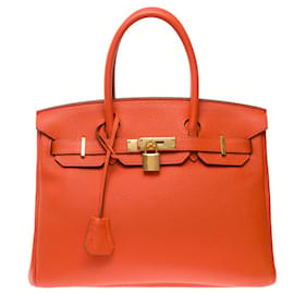 Hermès-HERMES BIRKIN BAG 30 in Orange Leather - 101312-Orange