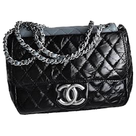 Chanel-W/ cartão de autenticação e saco para o pó-Preto,Cinza,Azul claro