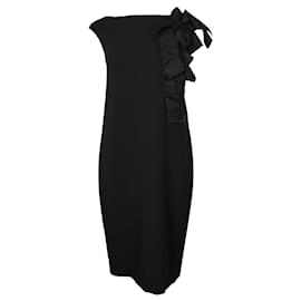 Autre Marque-Max Mara Black Midi Dress with Front Frill-Black