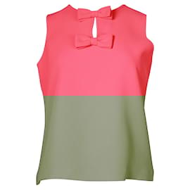 Autre Marque-Kate Spade Fluro Pink Sleeveless Top with Front Bows-Pink