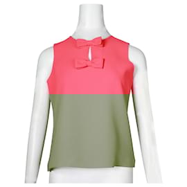 Autre Marque-Kate Spade Fluro Pink Sleeveless Top with Front Bows-Pink