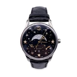 Gucci-Noir G-Intemporel 126.4 Montre-bracelet unisexe avec phases de lune-Noir