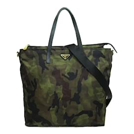 Prada-Bolso tote Tessuto Stampato Camo B2600EN-Castaño