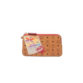 MCM Visetos Leather Wallet  Leather Coin Case in Excellent condition Orange