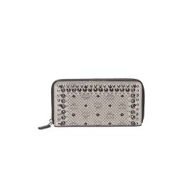 MCM Visetos Studded Zippy Wallet Cartera larga de cuero en excelentes condiciones Plata