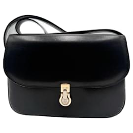 Céline-Celine Triomphe Leather Shoulder Bag-Black