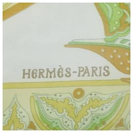 Hermès-Hermes Jaune Ciels Byzantins Soie Foulard-Vert,Jaune