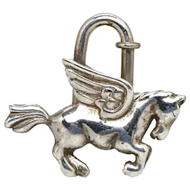 Hermès-Hermes Silver Pegasus Cadena Lock Charm-Silvery