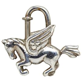 Hermès-Hermes Silver Pegasus Cadena Lock Charm-Silvery