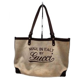 Gucci Leinen-Einkaufstasche mit Beutel Braun
