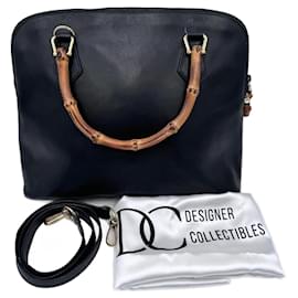 Gucci-gucci 2way Bamboo Leather Shoulder Handbag-Black
