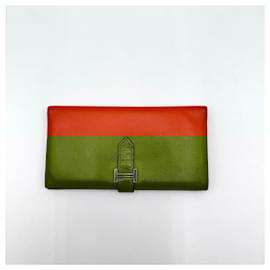 Hermès-Portefeuille Hermès Béarn Classique-Orange