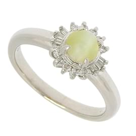 & Other Stories-Platinum Diamond Chrysoberyl Ring in Excellent Condition-Silvery