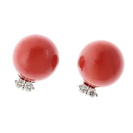 & Other Stories-Coral Diamond Stud Earrings-Orange