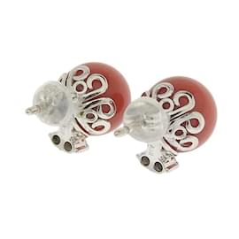 & Other Stories-Coral Diamond Stud Earrings-Orange