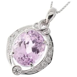 & Other Stories-Platinum Diamond Kunzite Pendant Necklace-Silvery