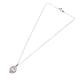 & Other Stories-Platinum Diamond Kunzite Pendant Necklace-Silvery
