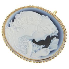 & Other Stories-Chalcedony Cameo Brooch-White