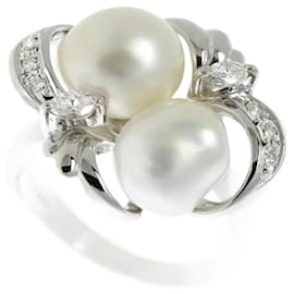 & Other Stories-Platinum Baroque Diamond Pearl Ring-Silvery