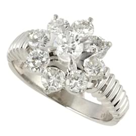 & Other Stories-Platinum Diamond Flower Ring-Silvery