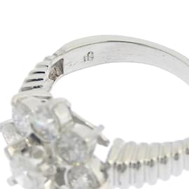 & Other Stories-Platinum Diamond Flower Ring-Silvery