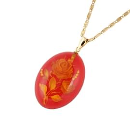 & Other Stories-18k Gold Amber Pendant Necklace-Red