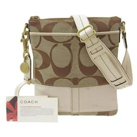 Coach-Signature Canvas Crossbody Bag in Very Good Condition-Brown