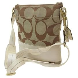 Coach-Signature Canvas Crossbody Bag in Very Good Condition-Brown