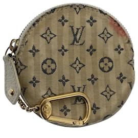 Louis Vuitton-LOUIS VUITTON Mini Lin Croisette Porte Monnaie Round Blue M95498 LV Auth 54425-Blue