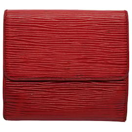 Louis Vuitton-Carteira LOUIS VUITTON Epi Portefeuille Elise Vermelho M6363Autenticação E LV 54084-Vermelho