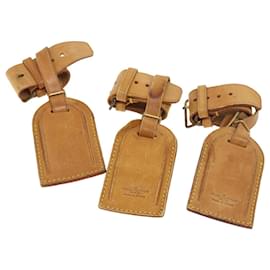 Louis Vuitton-LOUIS VUITTON Powanie Name Tag Cuir 10Set Beige LV Auth 54441-Beige