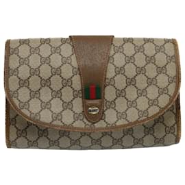 Gucci-GUCCI GG Canvas Web Sherry Line Clutch Bag Beige Red Green 89 01 030 auth 54732-Red,Beige,Green