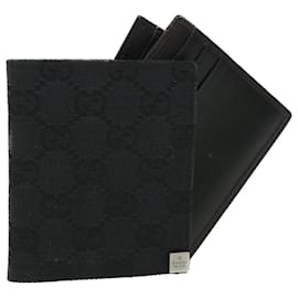 Gucci-Porte-cartes en toile GUCCI GG noir 90634 auth 55683-Noir