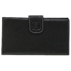 Céline-CELINE Long Wallet Leather Black Auth 55628-Black