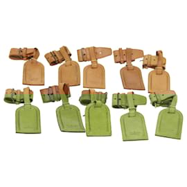 Louis Vuitton-LOUIS VUITTON Powanie Name Tag Cuir 10Set Beige LV Auth 54457-Beige