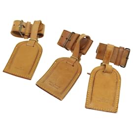 Louis Vuitton-LOUIS VUITTON Powanie Name Tag Leather 10Set Beige LV Auth 54457-Beige