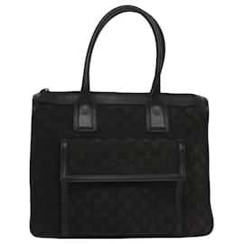 Gucci-GUCCI GG Canvas Hand Bag Leather Black 000 0854 001013 auth 54325-Black