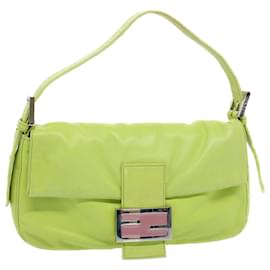 Fendi-FENDI Mamma bucket Shoulder Bag Leather Green 2318 26424 008 auth 54704-Green