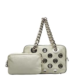 Prada-Leather City Fori Bag-White