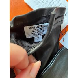 Hermès-Gants en Cuir Hermès-Black