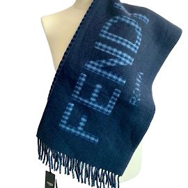Écharpe bleu marine réversible Fendi Blue