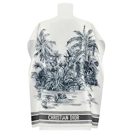 Dior-Poncho bleu marine en toile de Jouy Palms Dior-Bleu