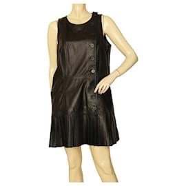 catherine malandrino leather dress Catherine Malandrino Lamb Leather Plated Jumper Dress