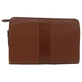 Autre Marque-Burberrys Clutch Bag Leather Brown Auth bs8539-Brown