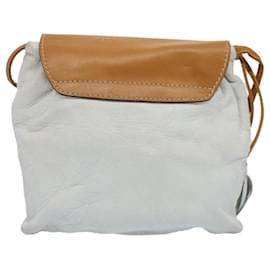 Fendi-FENDI Shoulder Bag Leather White Auth ar10303-White