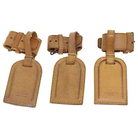Louis Vuitton-LOUIS VUITTON Powanie Name Tag Leather 10Set Beige LV Auth 54535-Beige